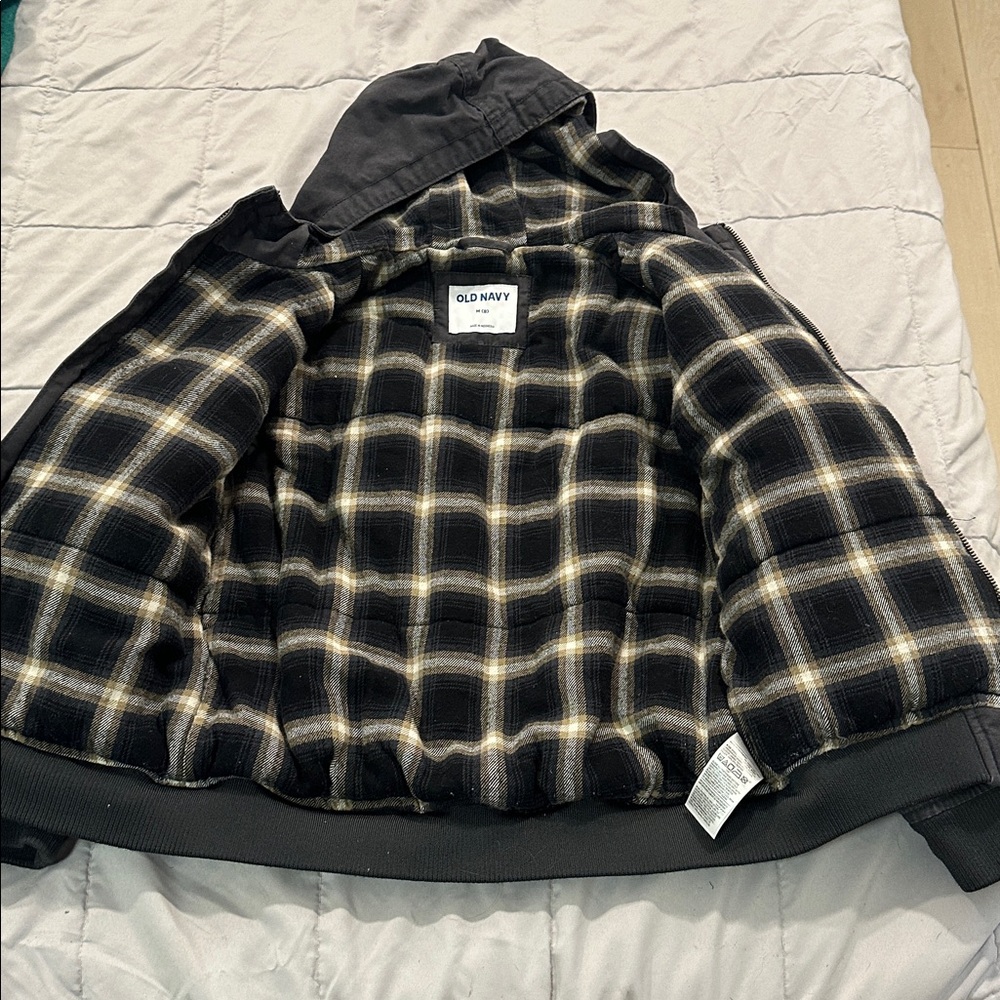 Old Navy Black and Tan Plaid Jacket - Picture 2 of 4